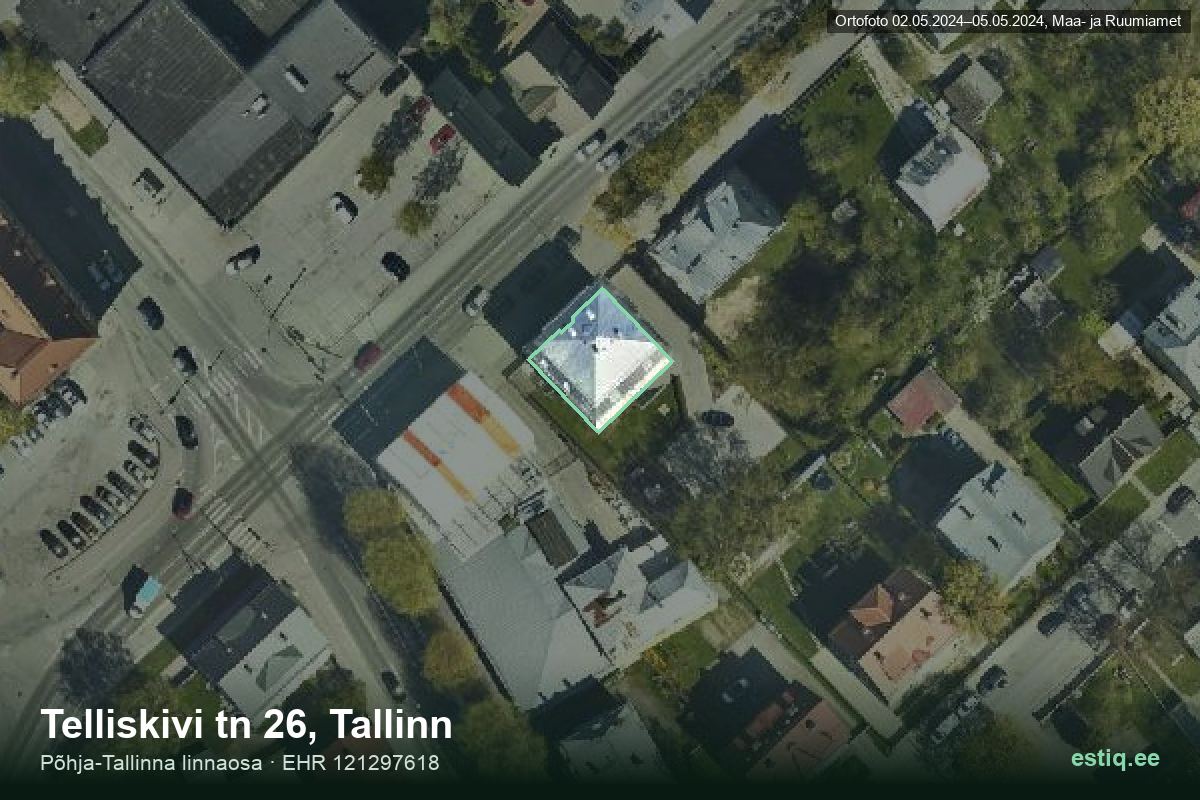 Telliskivi tänav 26, Tallinn – hoone aerofoto, kontuur ehitisregistri (EHR) andmetest