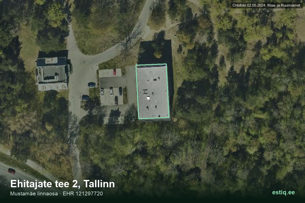 Ehitajate tee 2, Tallinn – hoone aerofoto, kontuur ehitisregistri (EHR) andmetest