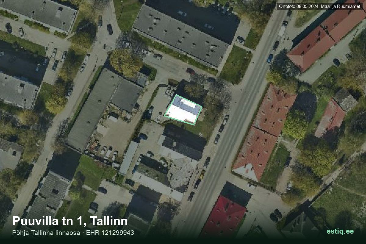 Puuvilla tänav 1, Tallinn – hoone aerofoto, kontuur ehitisregistri (EHR) andmetest