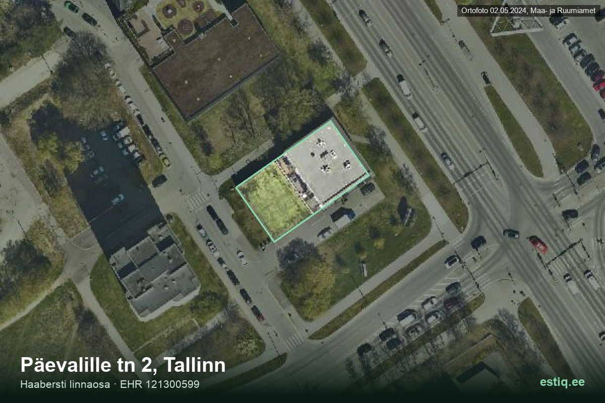 Päevalille tänav 2, Tallinn – hoone aerofoto, kontuur ehitisregistri (EHR) andmetest