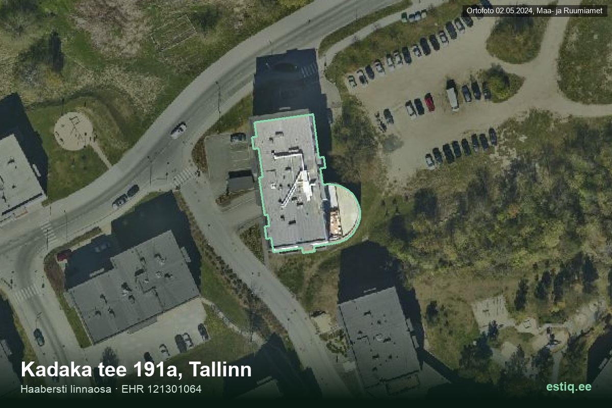 Kadaka tee 191a, Tallinn – hoone aerofoto, kontuur ehitisregistri (EHR) andmetest