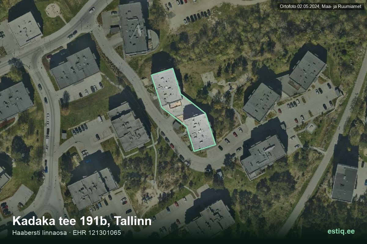 Kadaka tee 191b, Tallinn – hoone aerofoto, kontuur ehitisregistri (EHR) andmetest