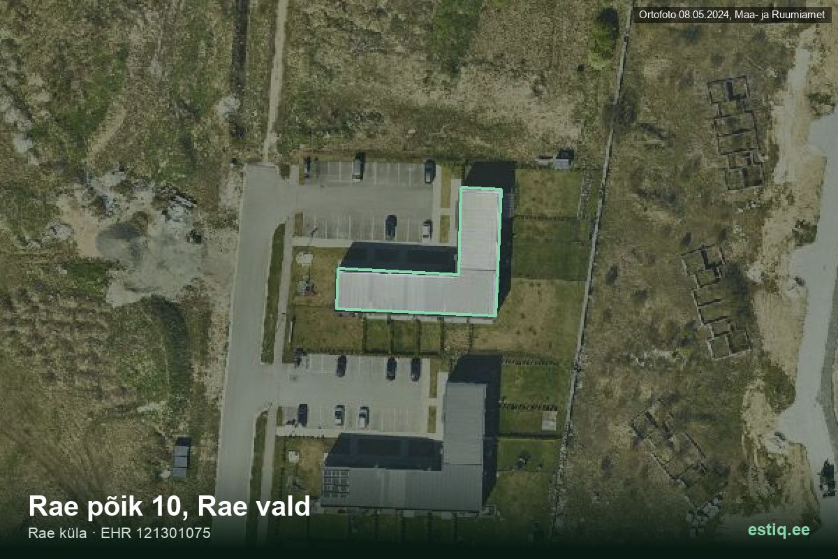 Rae põik 10, Rae – hoone aerofoto, kontuur ehitisregistri (EHR) andmetest