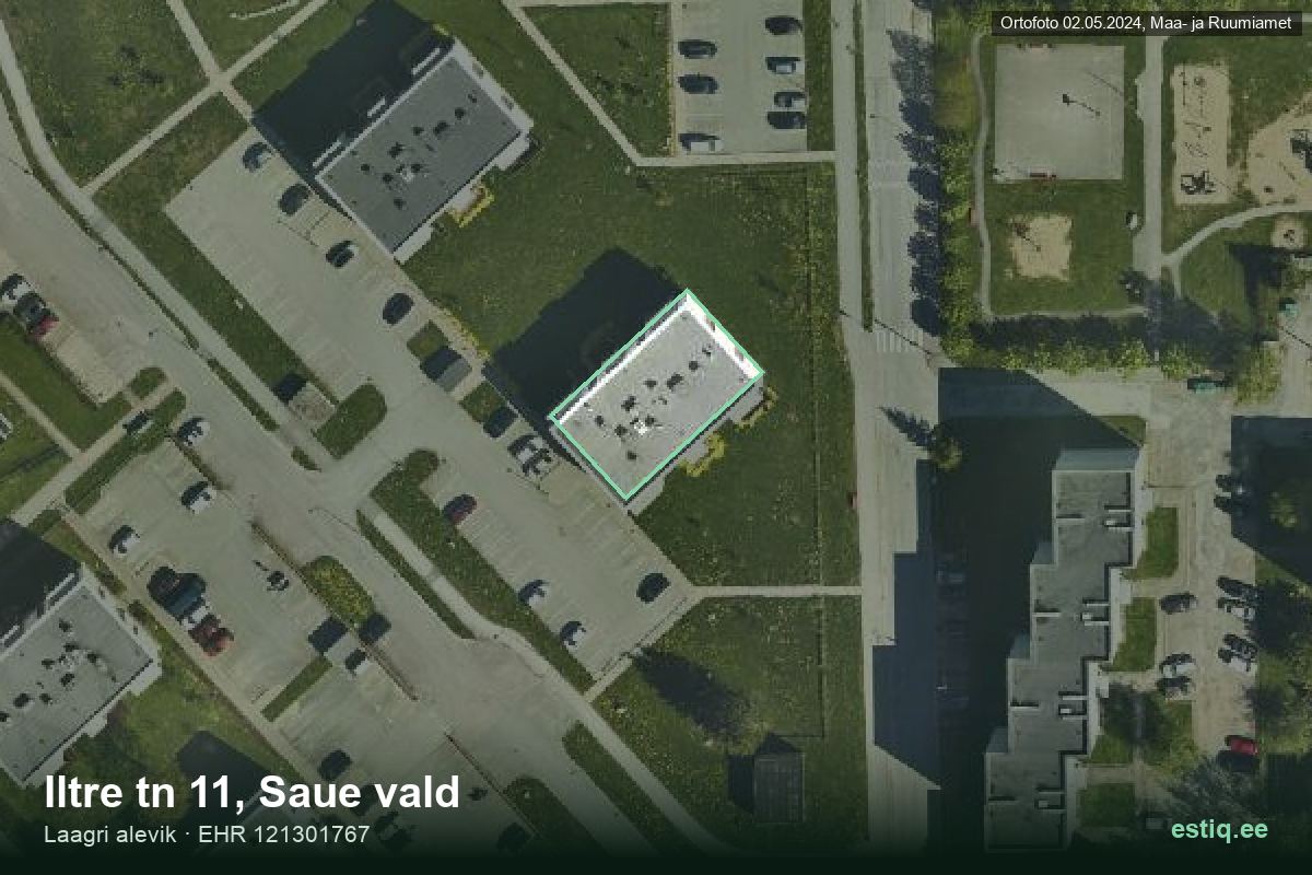 Iltre tänav 11, Saue – hoone aerofoto, kontuur ehitisregistri (EHR) andmetest