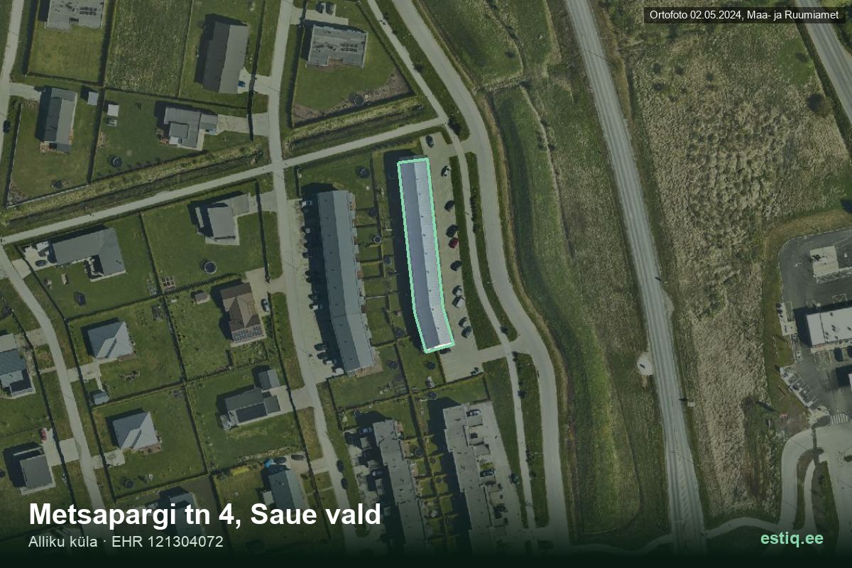 Metsapargi tänav 4, Saue – hoone aerofoto, kontuur ehitisregistri (EHR) andmetest