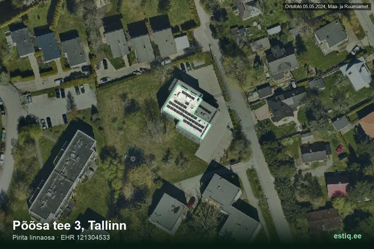 Põõsa tee 3, Tallinn – hoone aerofoto, kontuur ehitisregistri (EHR) andmetest
