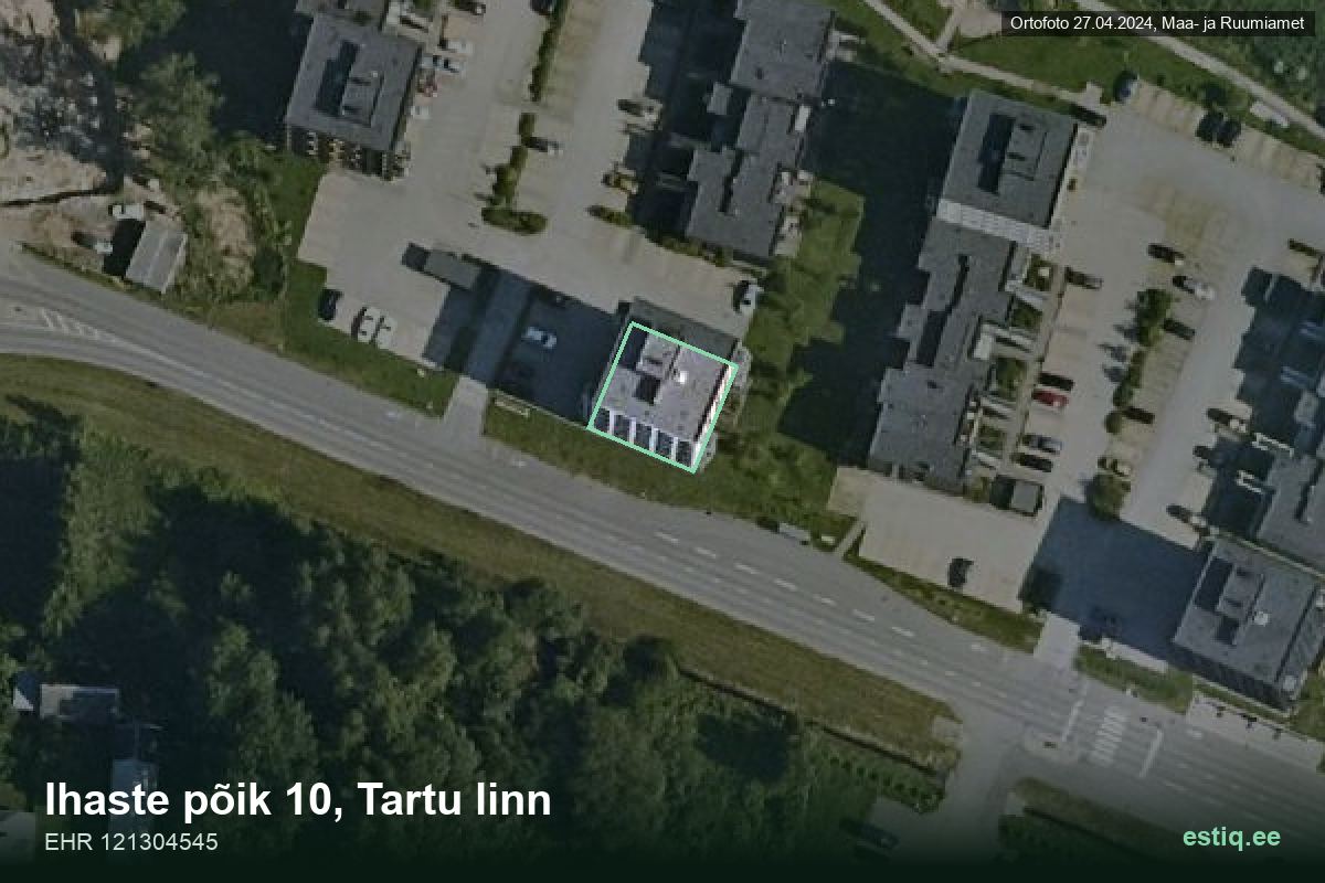 Ihaste põik 10, Tartu – hoone aerofoto, kontuur ehitisregistri (EHR) andmetest