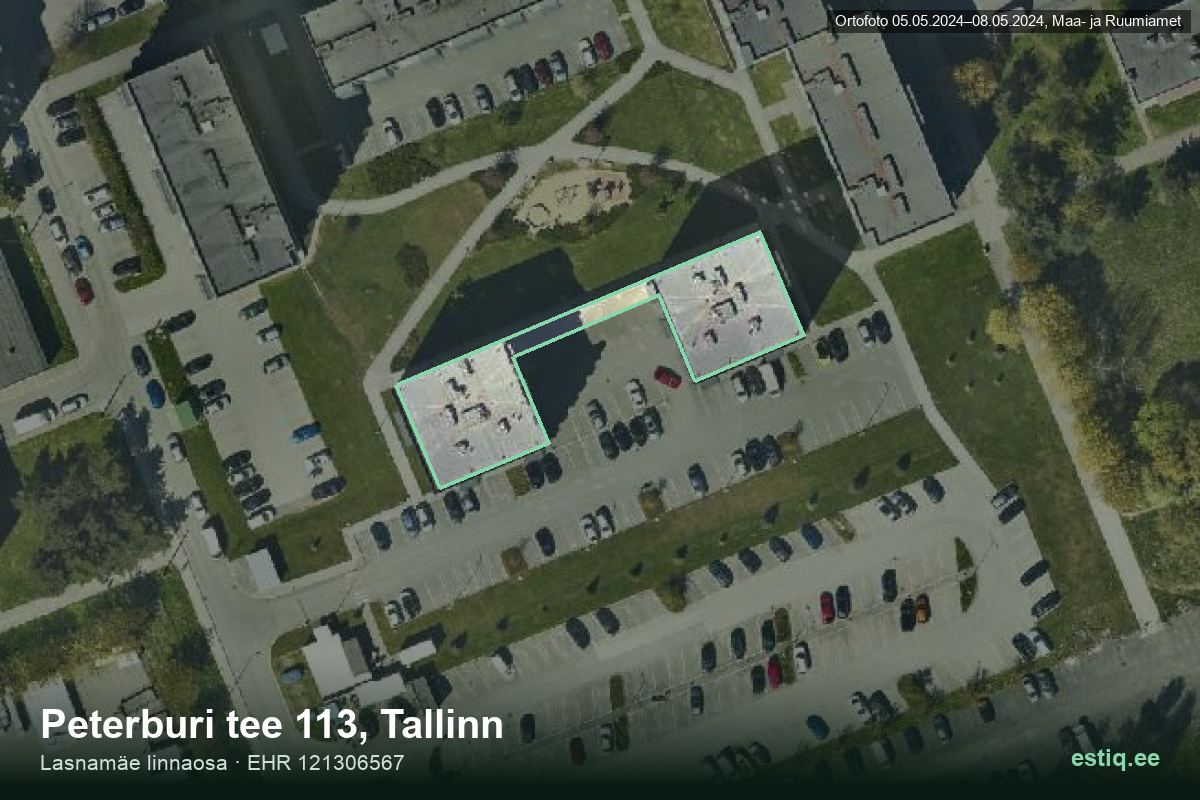 Peterburi tee 113, Tallinn – ilmakuva rakennuksesta, ääriviiva rakennusrekisteristä (EHR)