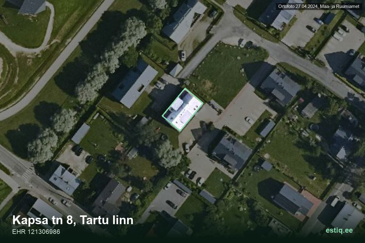 Kapsa tänav 8, Tartu – aerial photo of the building, outline from the Building Register (EHR)