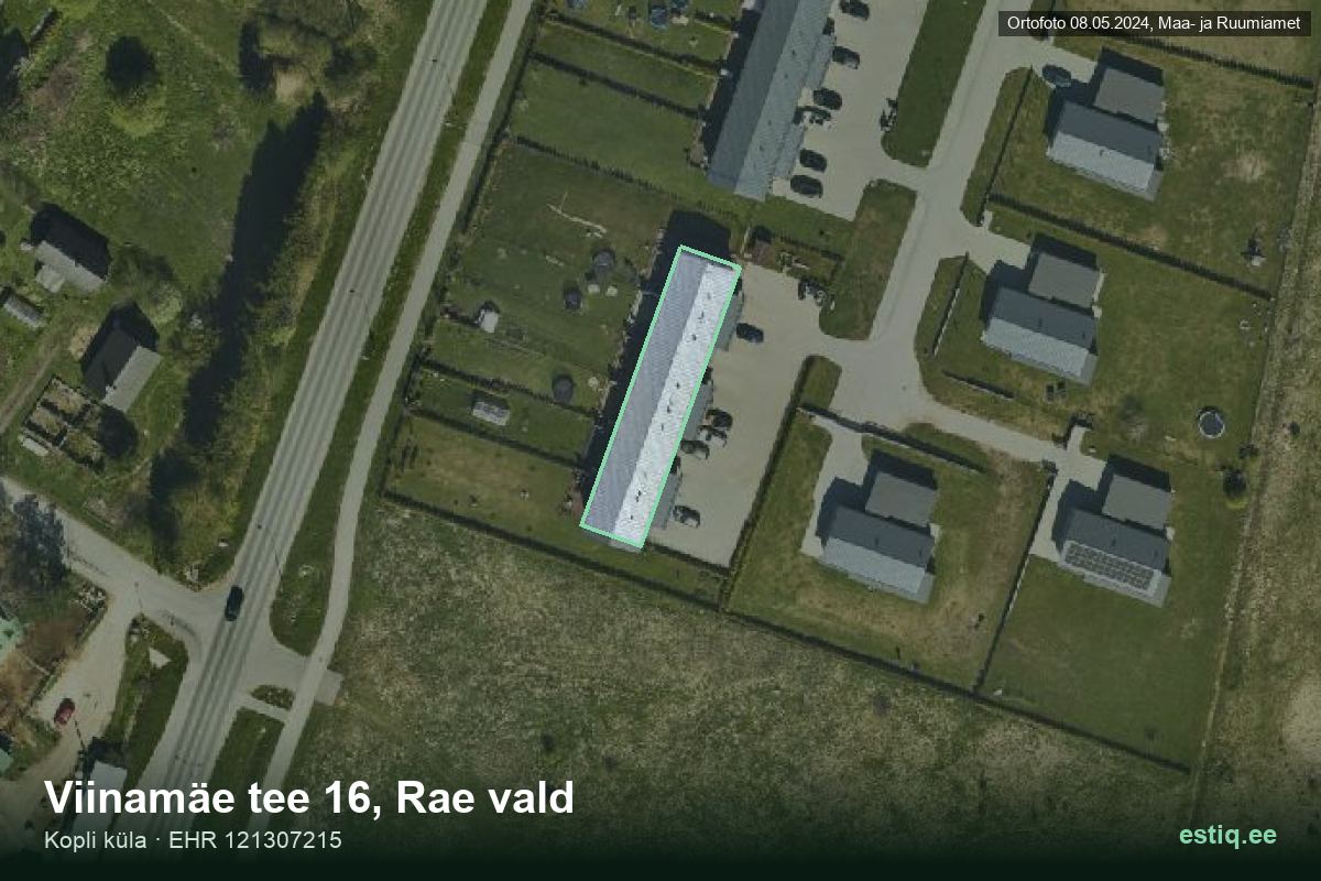 Viinamäe tee 16, Rae – аэрофото дома, контур по данным регистра строений (EHR)