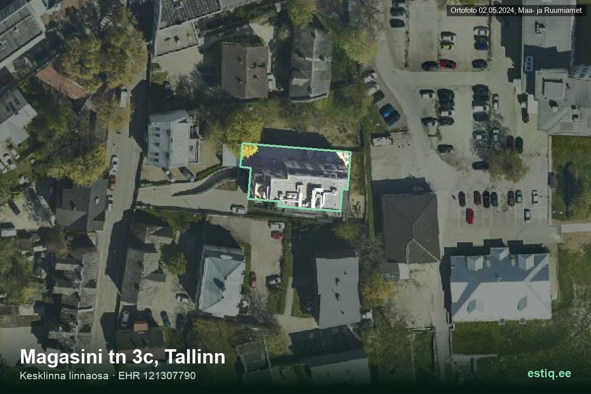 Magasini tänav 3c, Tallinn – aerial photo of the building, outline from the Building Register (EHR)