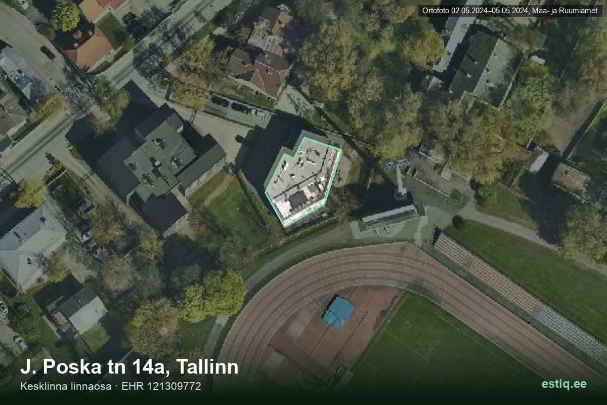 J. Poska tänav 14a, Tallinn – hoone aerofoto, kontuur ehitisregistri (EHR) andmetest