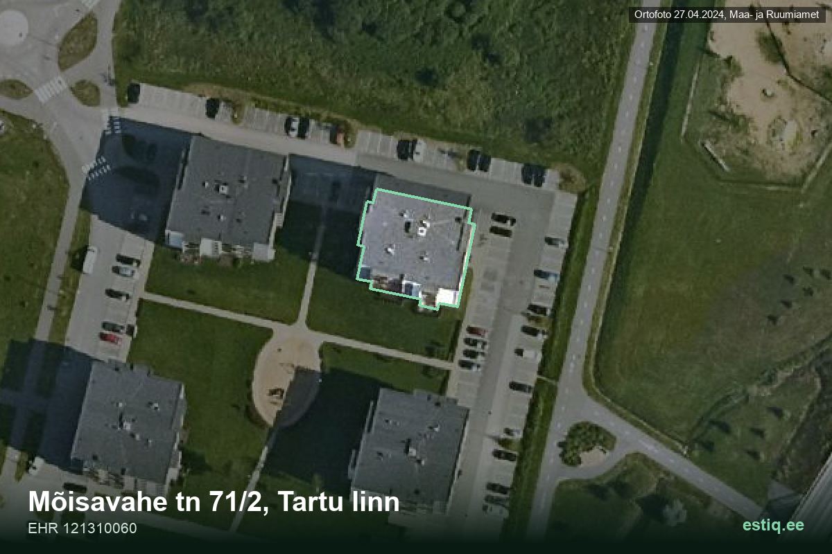 Mõisavahe tänav 71/2, Tartu – hoone aerofoto, kontuur ehitisregistri (EHR) andmetest
