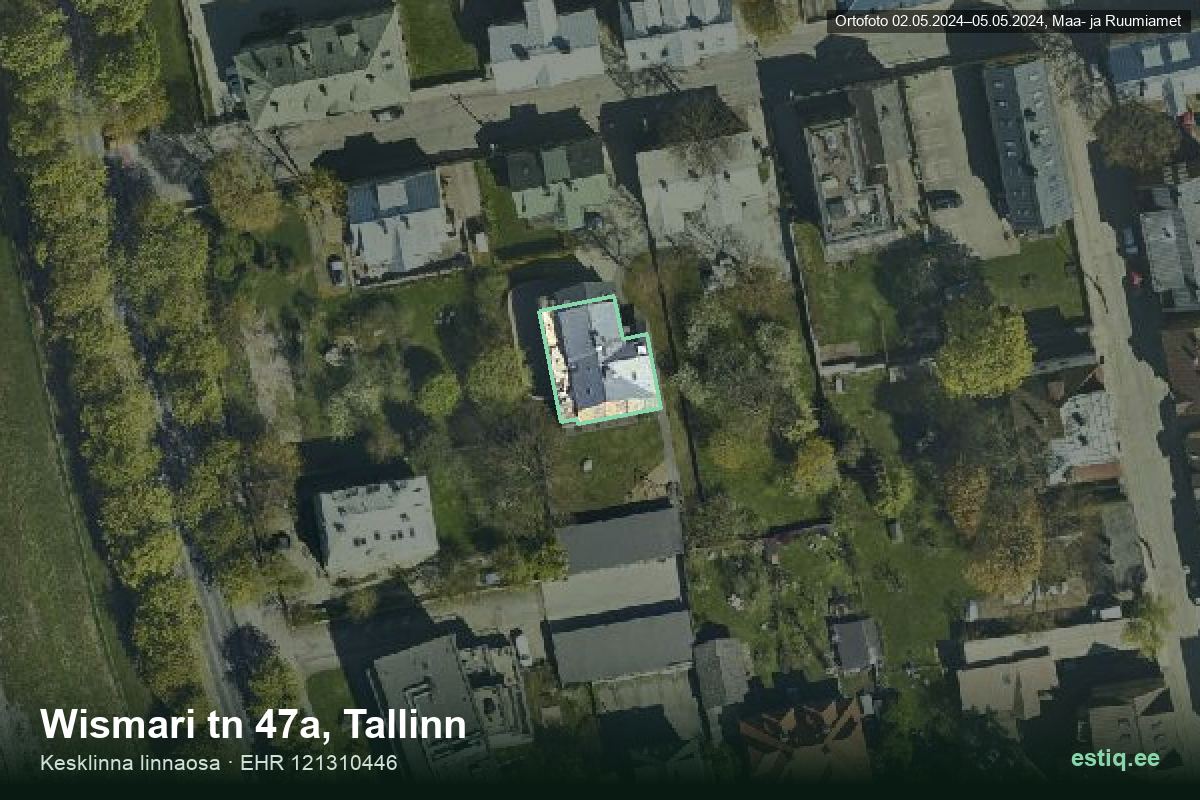 Wismari tänav 47a, Tallinn – ilmakuva rakennuksesta, ääriviiva rakennusrekisteristä (EHR)