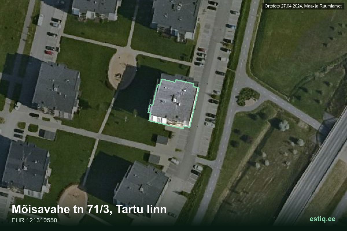 Mõisavahe tänav 71/3, Tartu – hoone aerofoto, kontuur ehitisregistri (EHR) andmetest