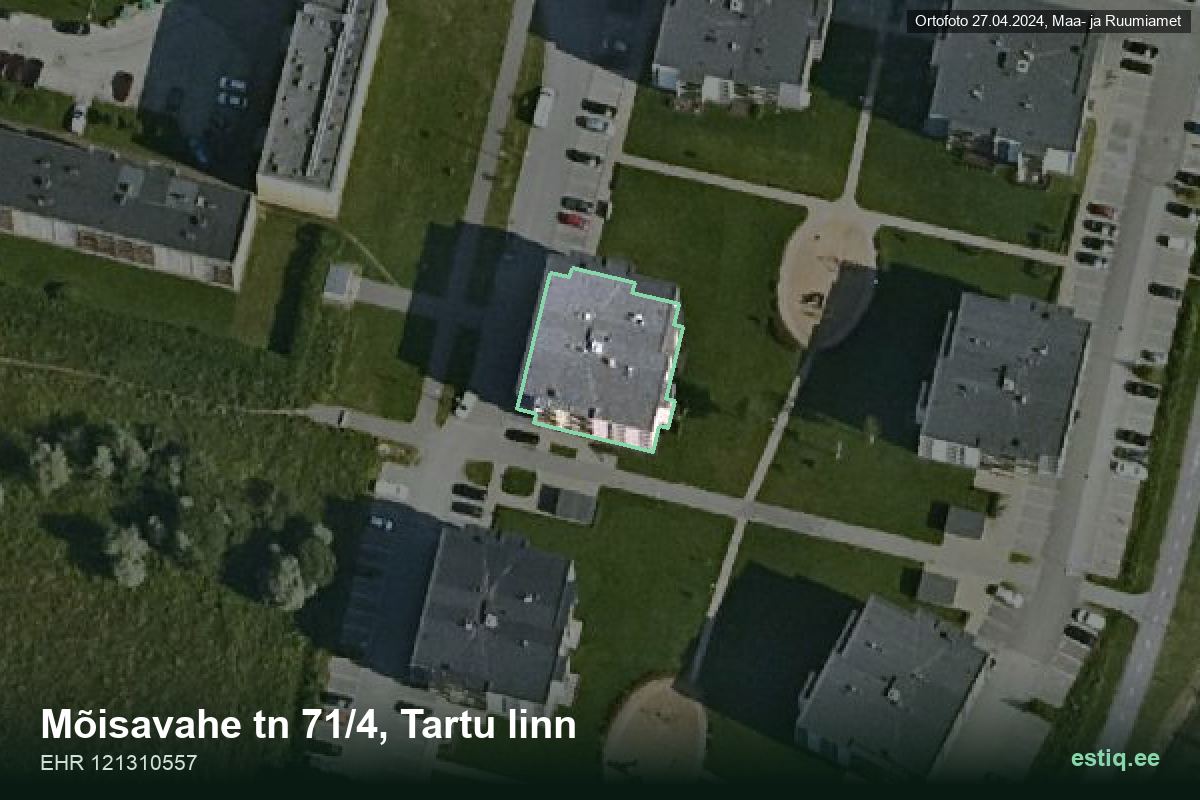 Mõisavahe tänav 71/4, Tartu – hoone aerofoto, kontuur ehitisregistri (EHR) andmetest
