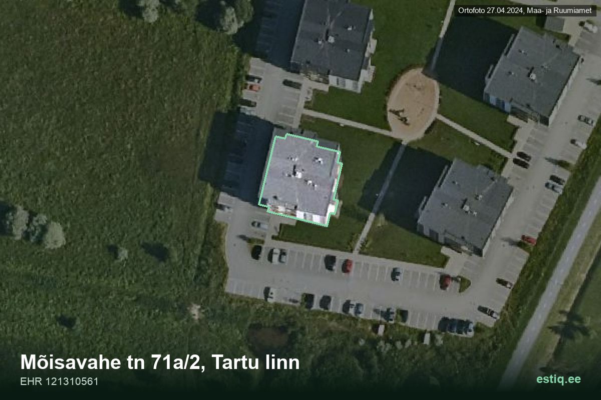 Mõisavahe tänav 71a/2, Tartu – hoone aerofoto, kontuur ehitisregistri (EHR) andmetest