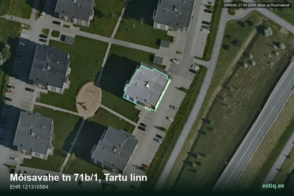 Mõisavahe tänav 71b/1, Tartu – hoone aerofoto, kontuur ehitisregistri (EHR) andmetest