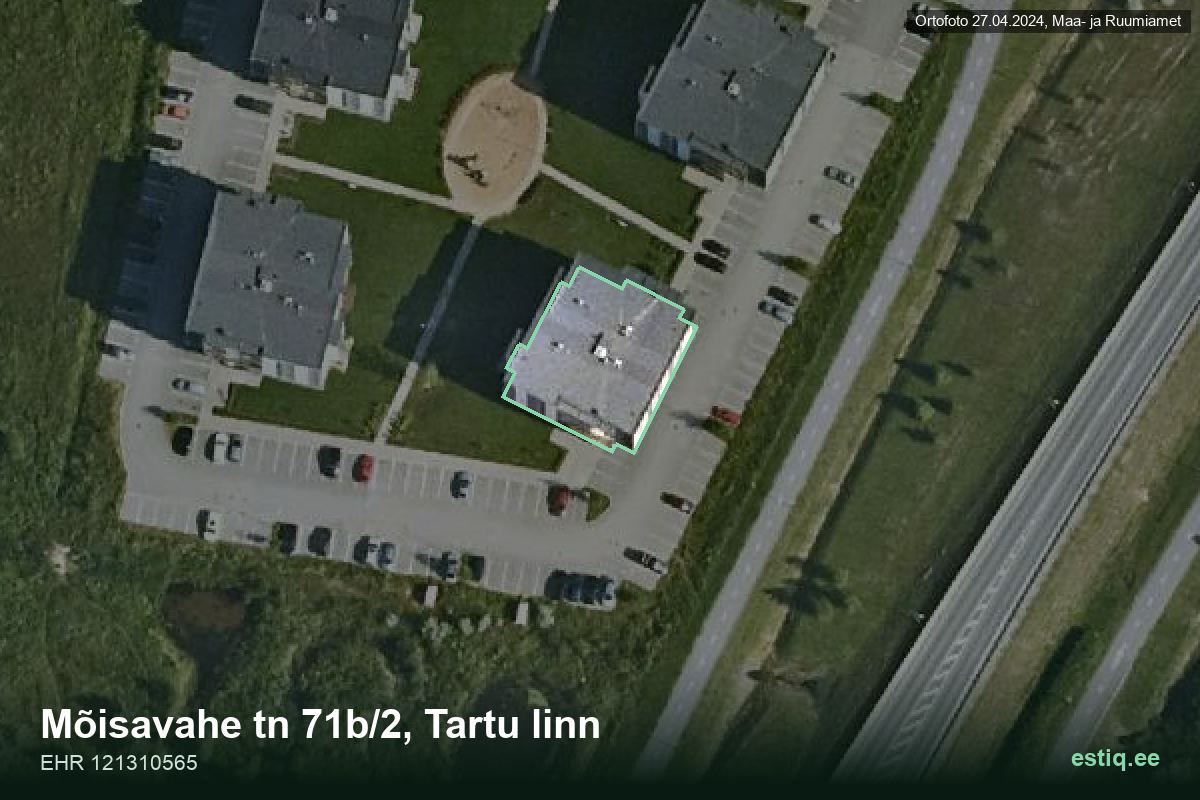 Mõisavahe tänav 71b/2, Tartu – hoone aerofoto, kontuur ehitisregistri (EHR) andmetest