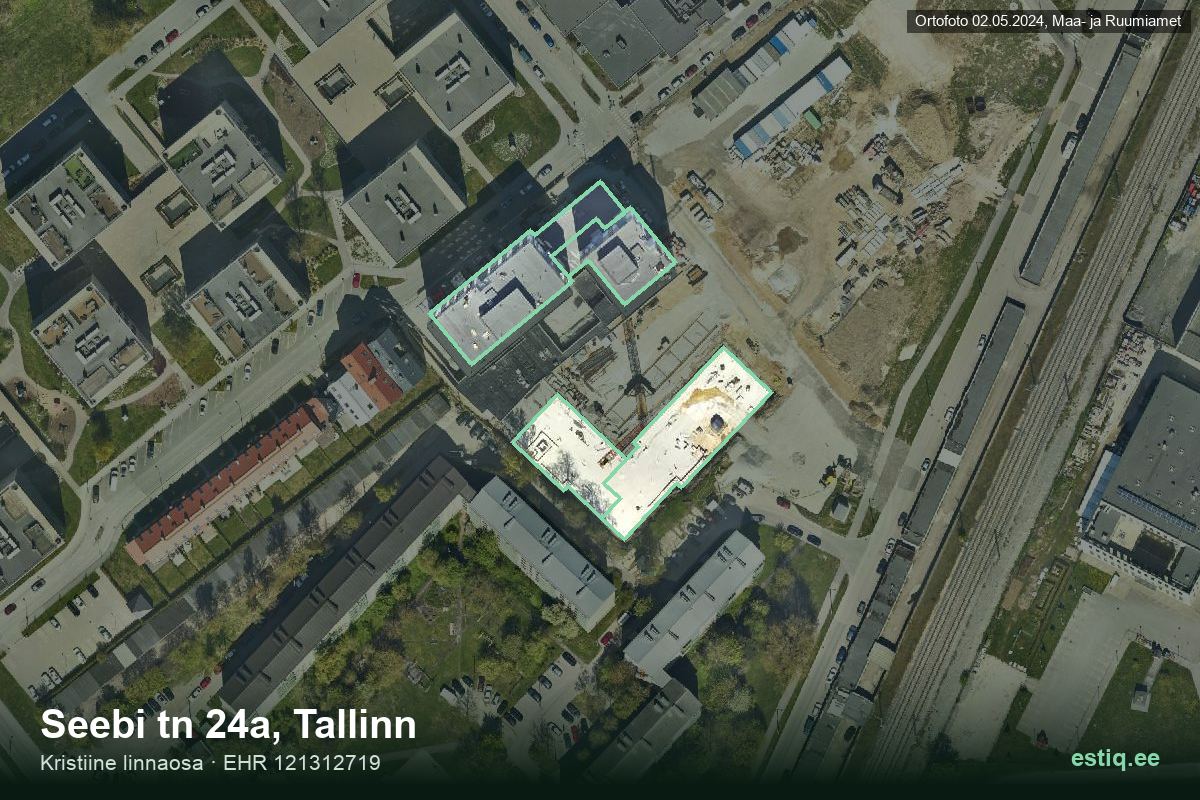 Seebi tänav 24a, Tallinn – hoone aerofoto, kontuur ehitisregistri (EHR) andmetest