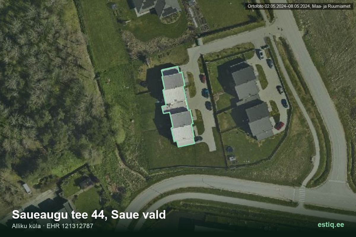 Saueaugu tee 44, Saue – аэрофото дома, контур по данным регистра строений (EHR)