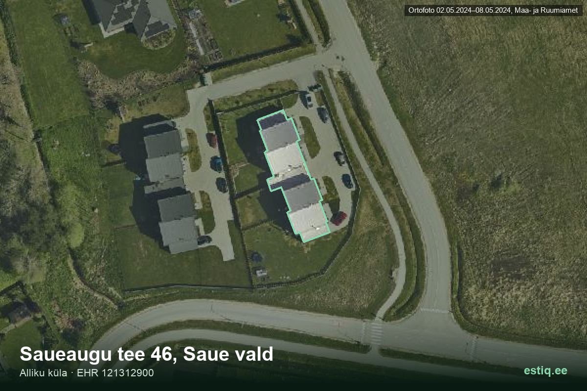 Saueaugu tee 46, Saue – ilmakuva rakennuksesta, ääriviiva rakennusrekisteristä (EHR)