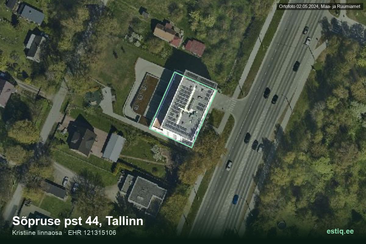 Sõpruse pst 44, Tallinn – hoone aerofoto, kontuur ehitisregistri (EHR) andmetest