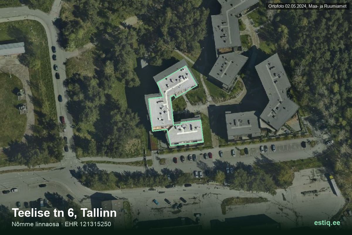 Teelise tänav 6, Tallinn – hoone aerofoto, kontuur ehitisregistri (EHR) andmetest