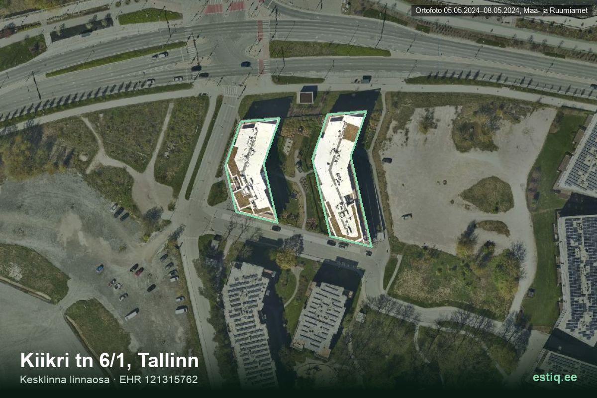 Kiikri tänav 6/1, Tallinn – hoone aerofoto, kontuur ehitisregistri (EHR) andmetest