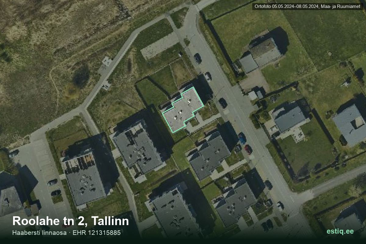 Roolahe tänav 2, Tallinn – ilmakuva rakennuksesta, ääriviiva rakennusrekisteristä (EHR)