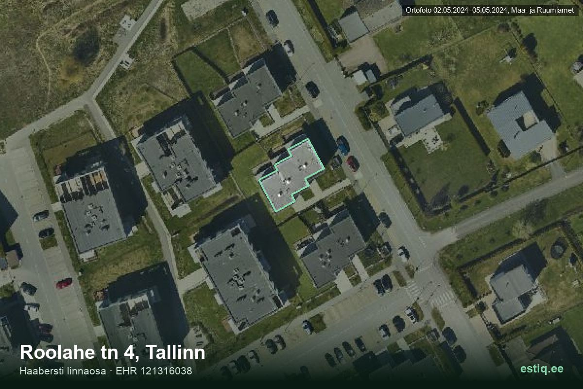 Roolahe tänav 4, Tallinn – ilmakuva rakennuksesta, ääriviiva rakennusrekisteristä (EHR)