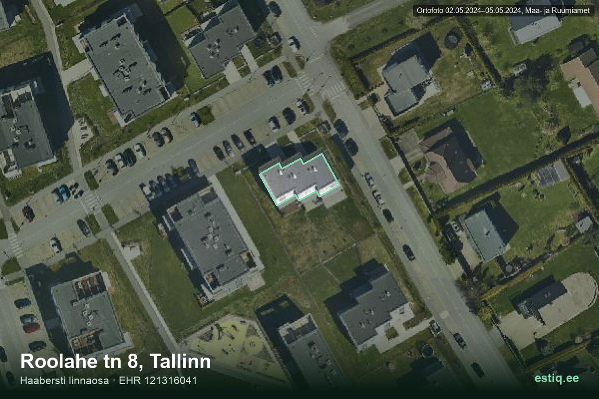 Roolahe tänav 8, Tallinn – ilmakuva rakennuksesta, ääriviiva rakennusrekisteristä (EHR)