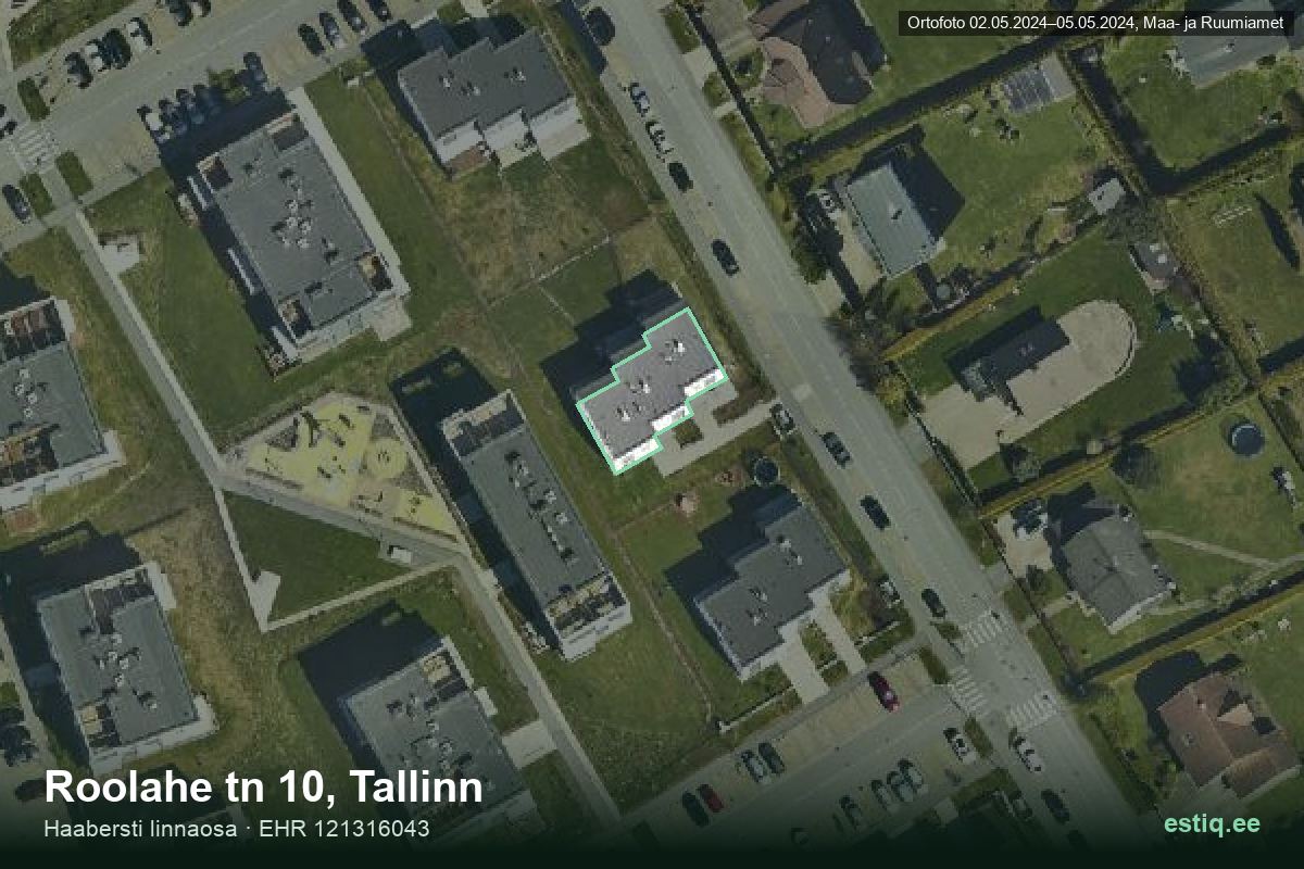 Roolahe tänav 10, Tallinn – ilmakuva rakennuksesta, ääriviiva rakennusrekisteristä (EHR)
