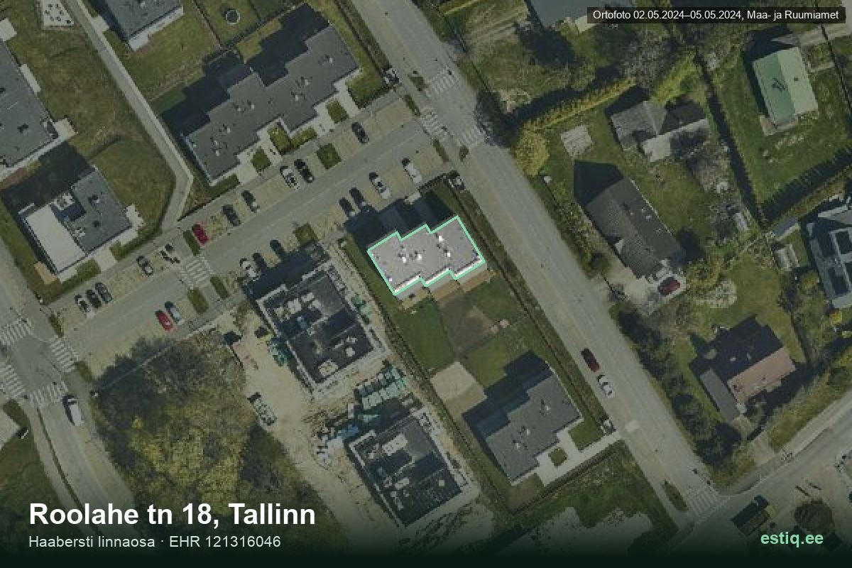 Roolahe tänav 18, Tallinn – ilmakuva rakennuksesta, ääriviiva rakennusrekisteristä (EHR)