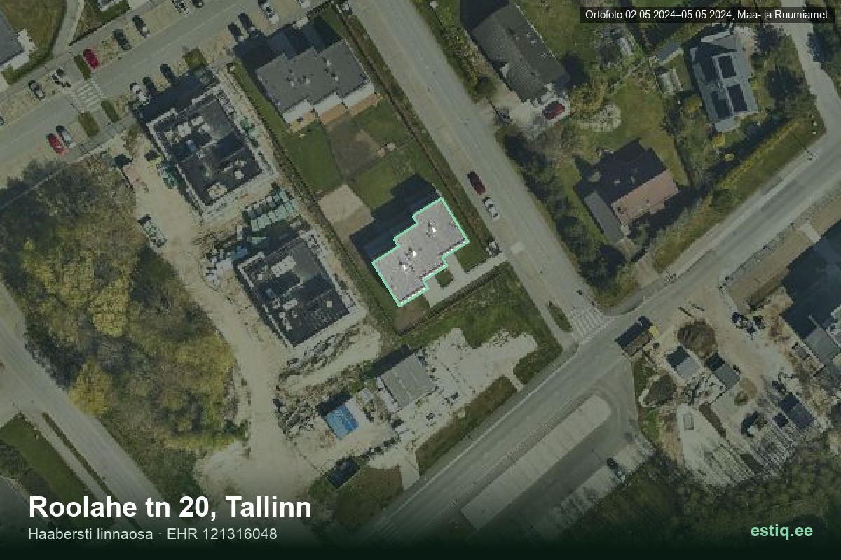 Roolahe tänav 20, Tallinn – ilmakuva rakennuksesta, ääriviiva rakennusrekisteristä (EHR)