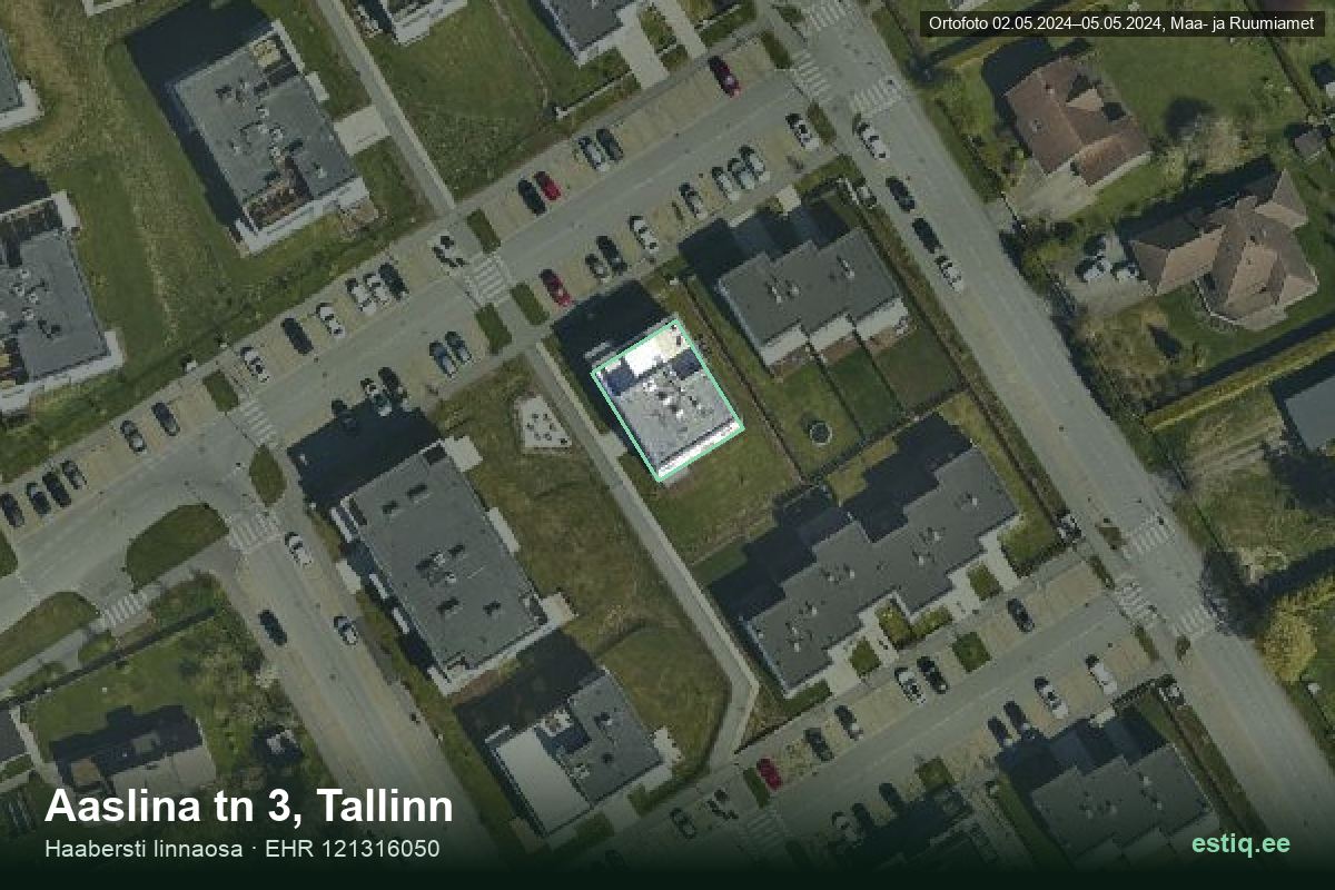Aaslina tänav 3, Tallinn – aerial photo of the building, outline from the Building Register (EHR)