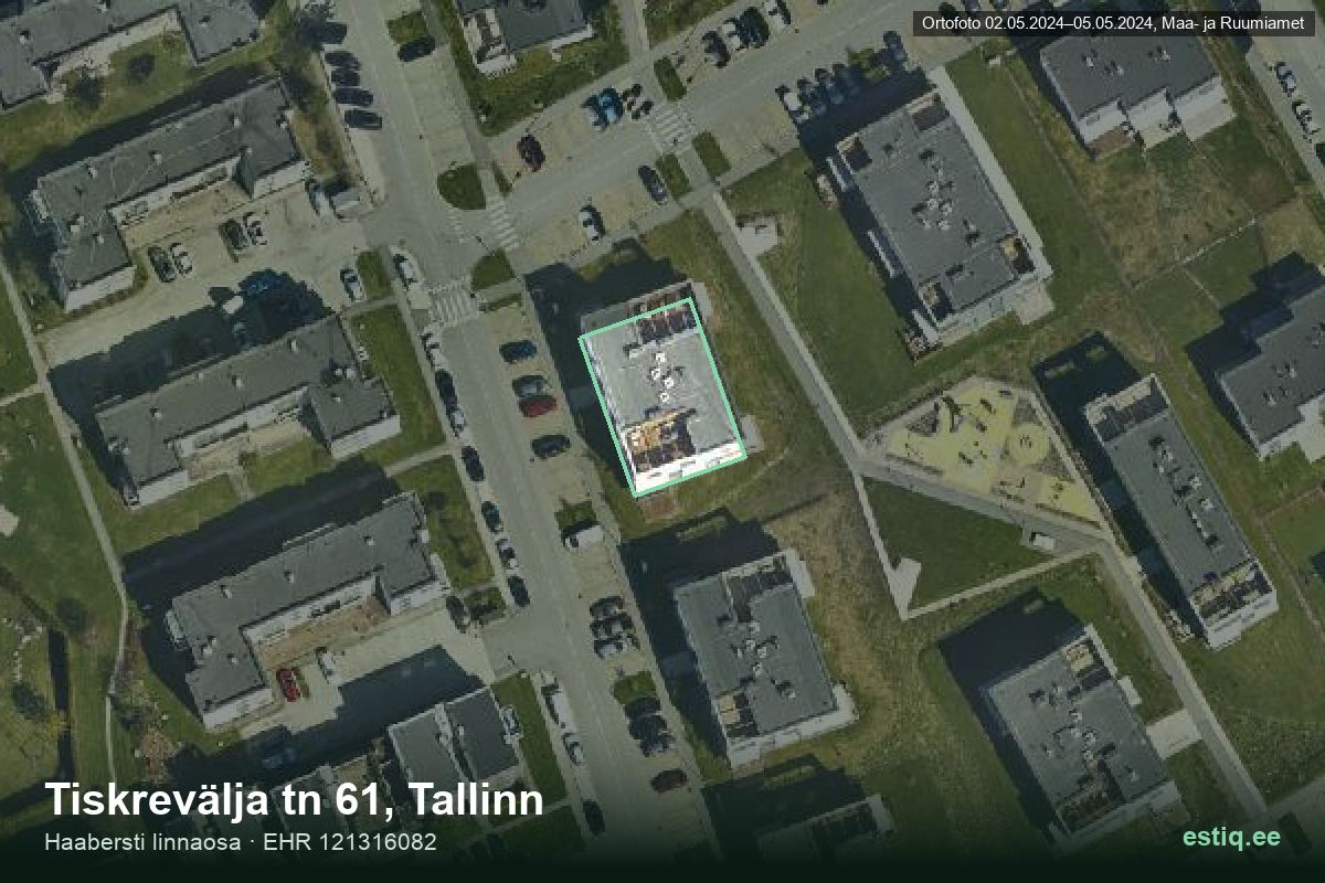 Tiskrevälja tänav 61, Tallinn – hoone aerofoto, kontuur ehitisregistri (EHR) andmetest