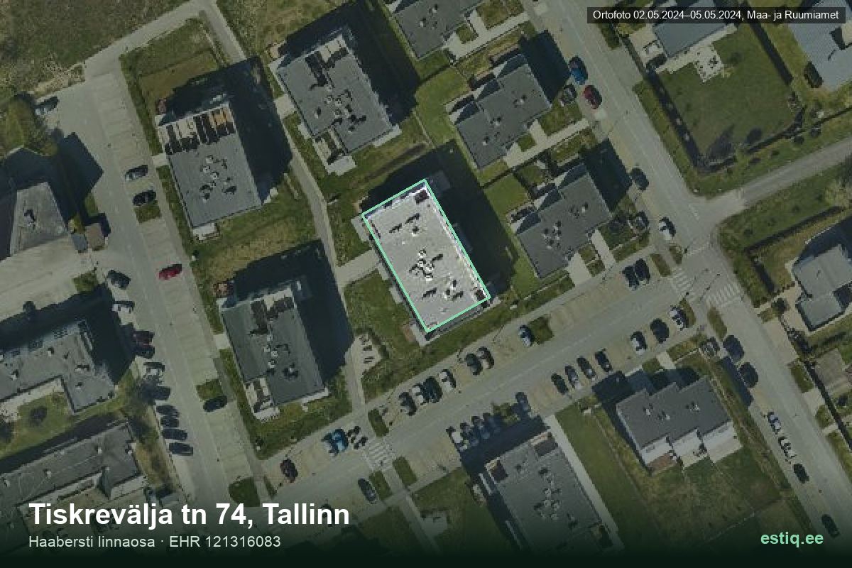 Tiskrevälja tänav 74, Tallinn – aerial photo of the building, outline from the Building Register (EHR)