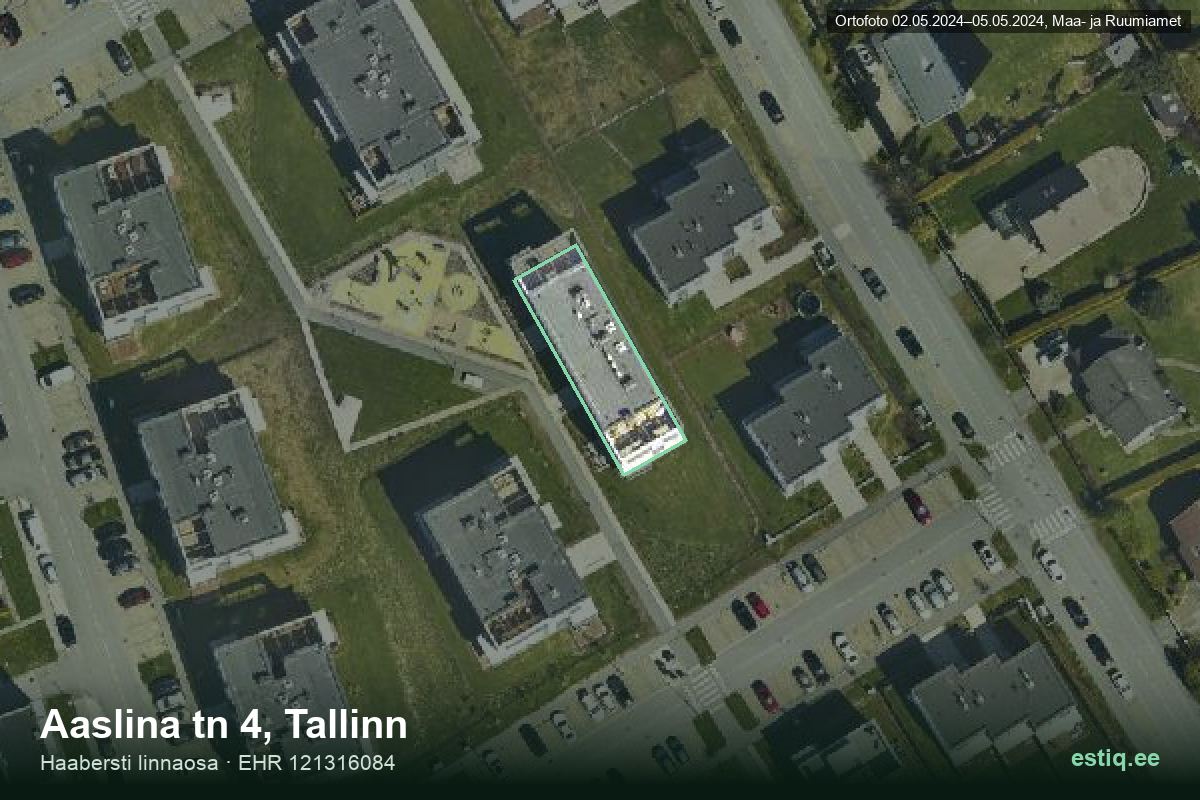Aaslina tänav 4, Tallinn – aerial photo of the building, outline from the Building Register (EHR)