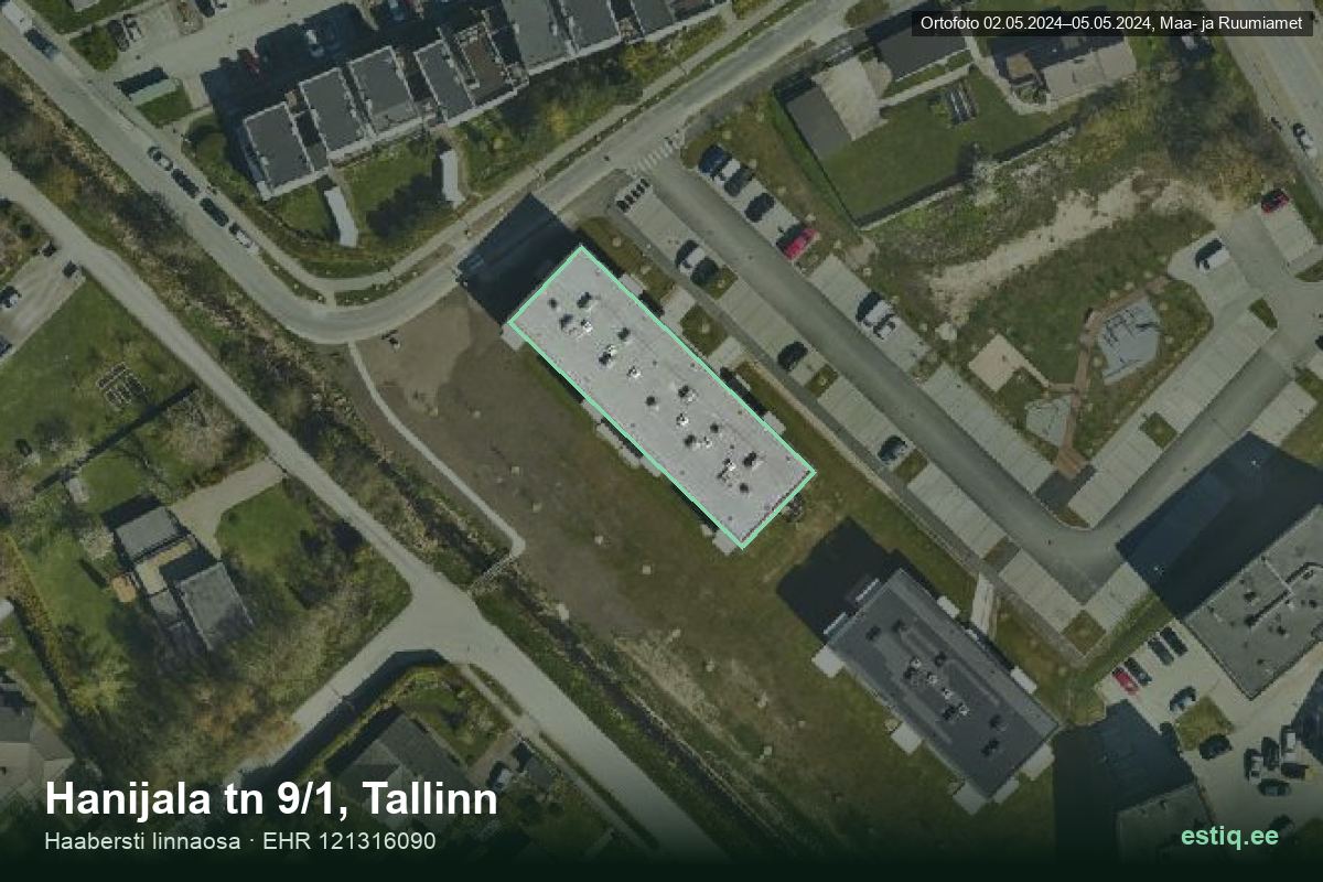 Hanijala tänav 9/1, Tallinn – hoone aerofoto, kontuur ehitisregistri (EHR) andmetest