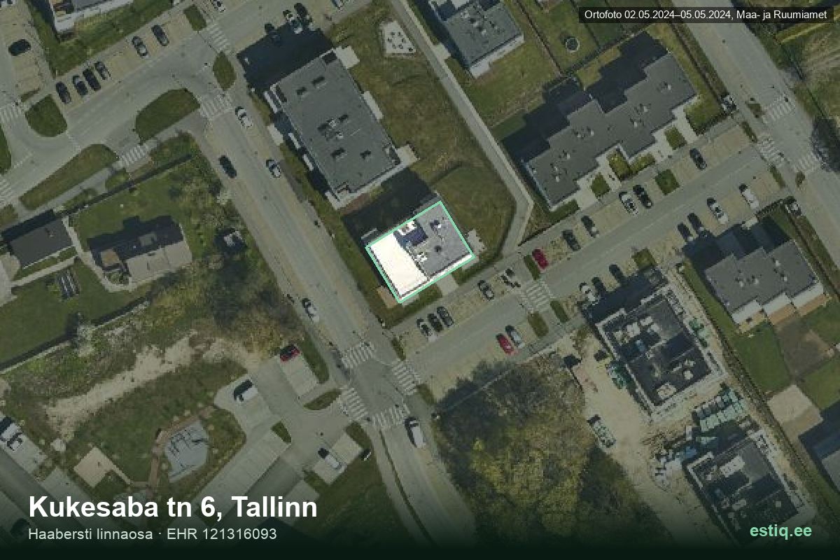 Kukesaba tänav 6, Tallinn – hoone aerofoto, kontuur ehitisregistri (EHR) andmetest