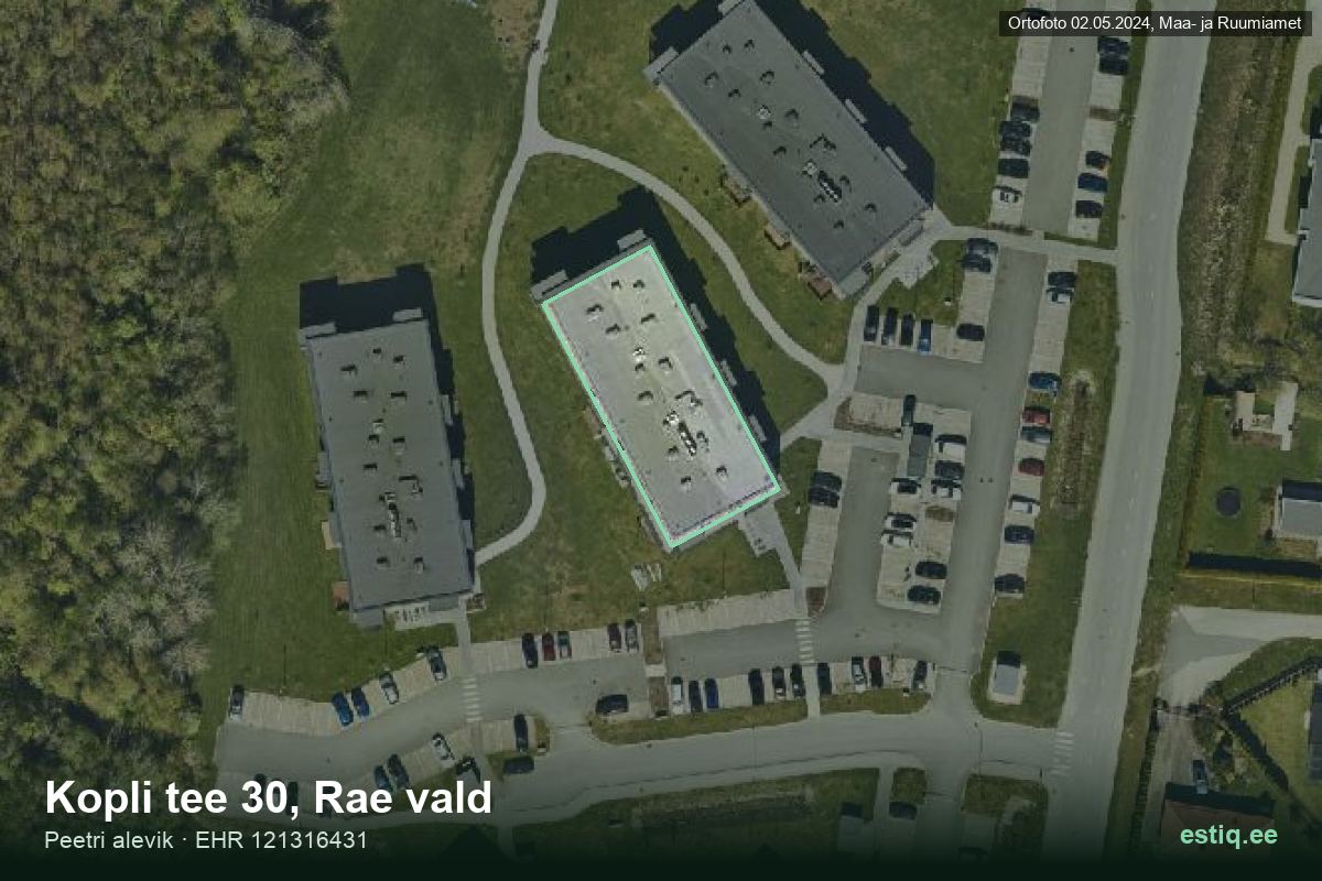 Kopli tee 30, Rae – hoone aerofoto, kontuur ehitisregistri (EHR) andmetest