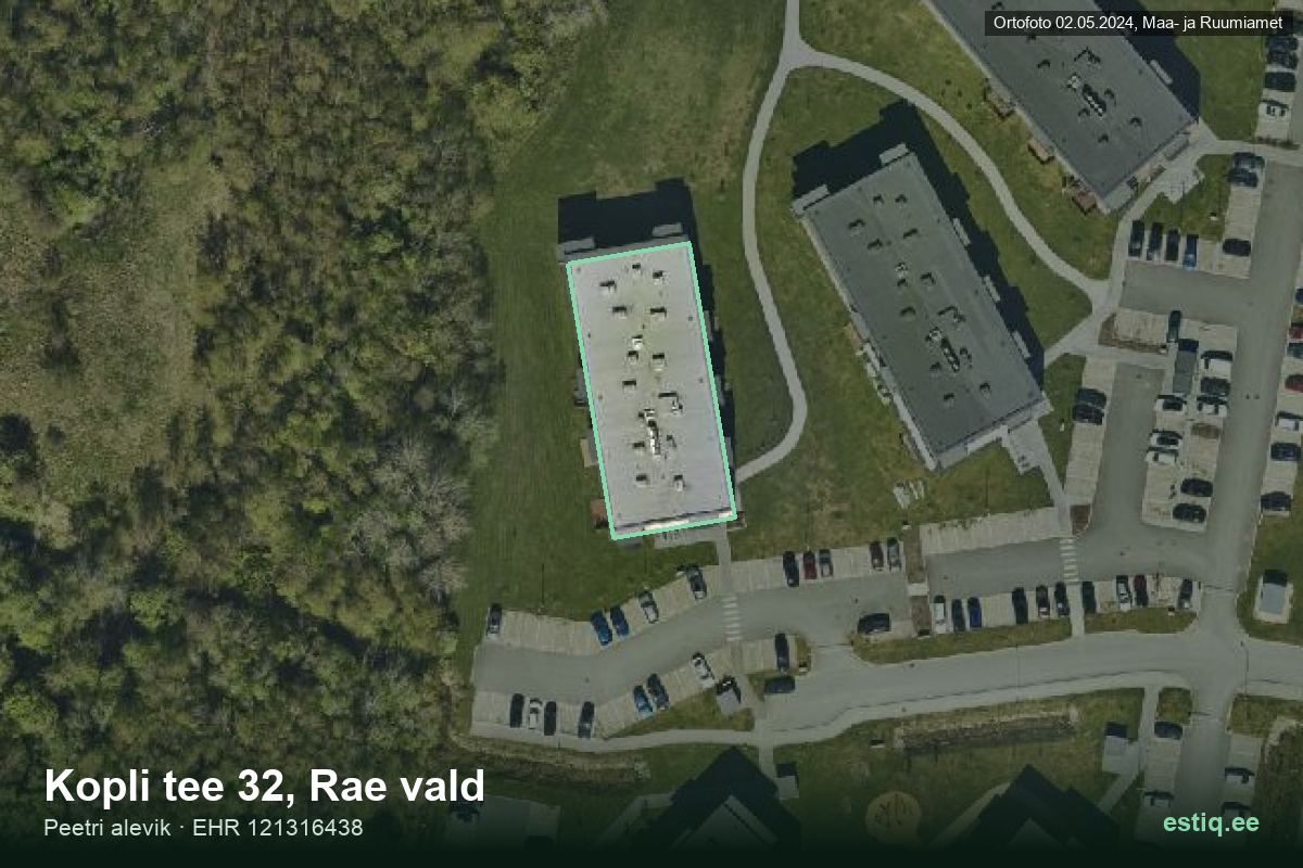 Kopli tee 32, Rae – ilmakuva rakennuksesta, ääriviiva rakennusrekisteristä (EHR)