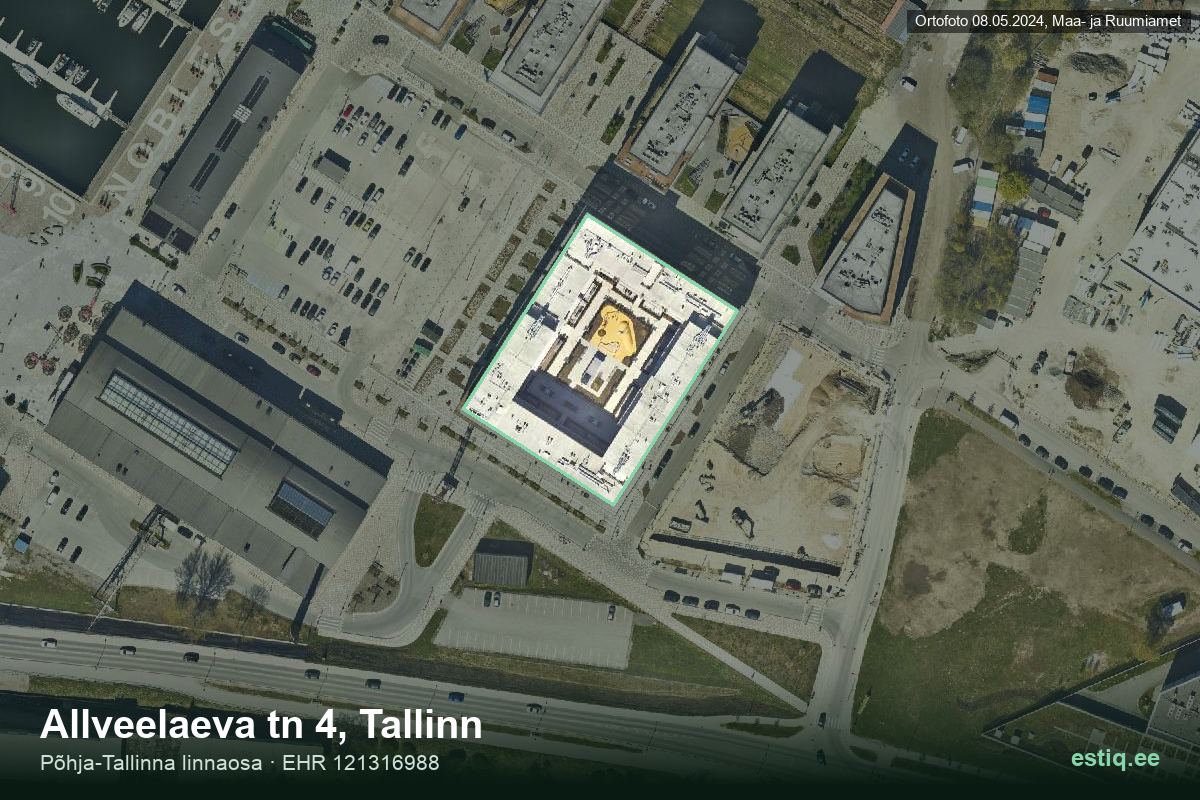 Allveelaeva tänav 4, Tallinn – hoone aerofoto, kontuur ehitisregistri (EHR) andmetest