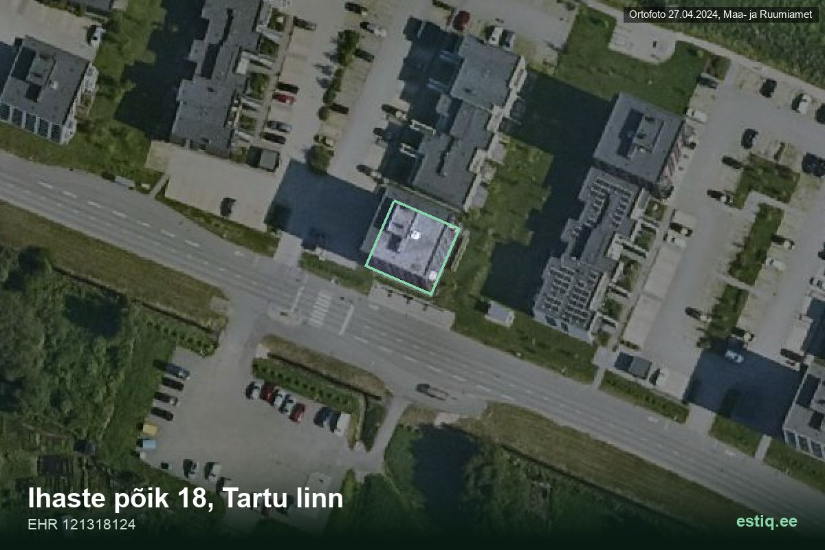 Ihaste põik 18, Tartu – ilmakuva rakennuksesta, ääriviiva rakennusrekisteristä (EHR)
