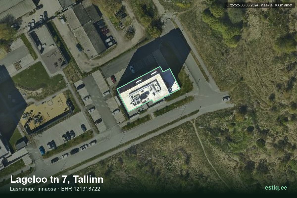 Lageloo tänav 7, Tallinn – hoone aerofoto, kontuur ehitisregistri (EHR) andmetest