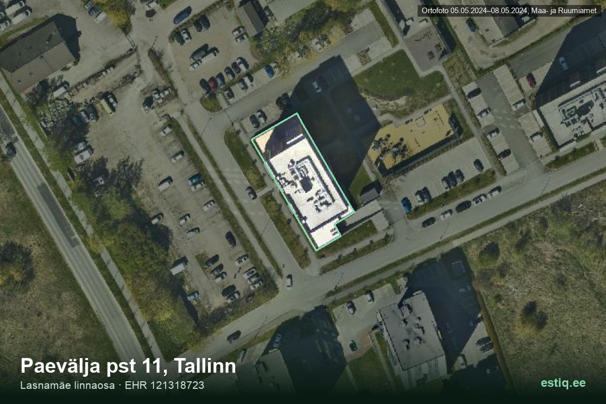 Paevälja pst 11, Tallinn – аэрофото дома, контур по данным регистра строений (EHR)