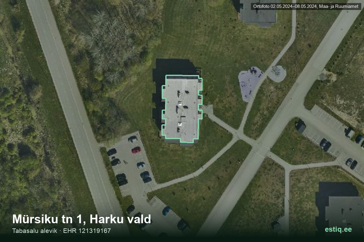 Mürsiku tänav 1, Harku – ilmakuva rakennuksesta, ääriviiva rakennusrekisteristä (EHR)