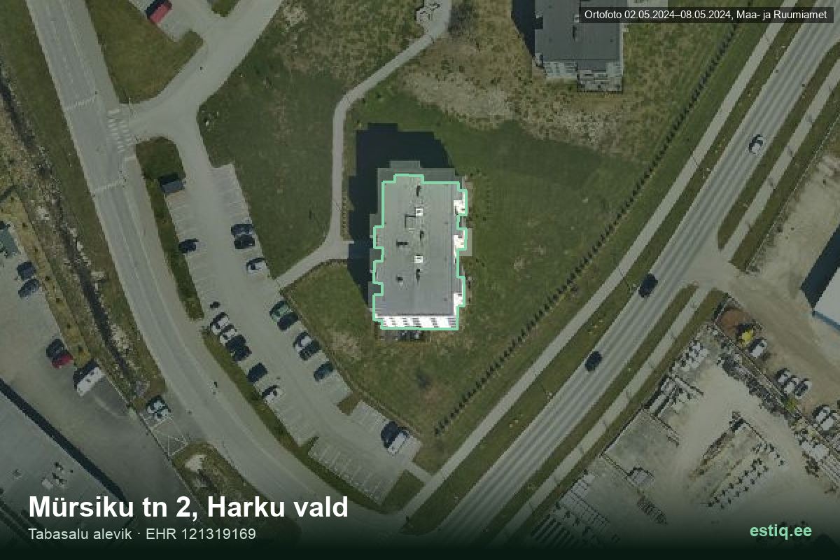 Mürsiku tänav 2, Harku – аэрофото дома, контур по данным регистра строений (EHR)