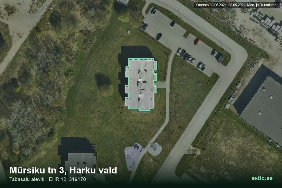 Mürsiku tänav 3, Harku – hoone aerofoto, kontuur ehitisregistri (EHR) andmetest